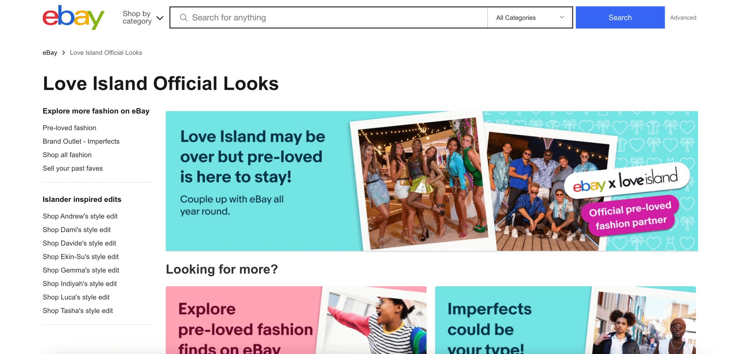 Love Island X Ebay Fashion