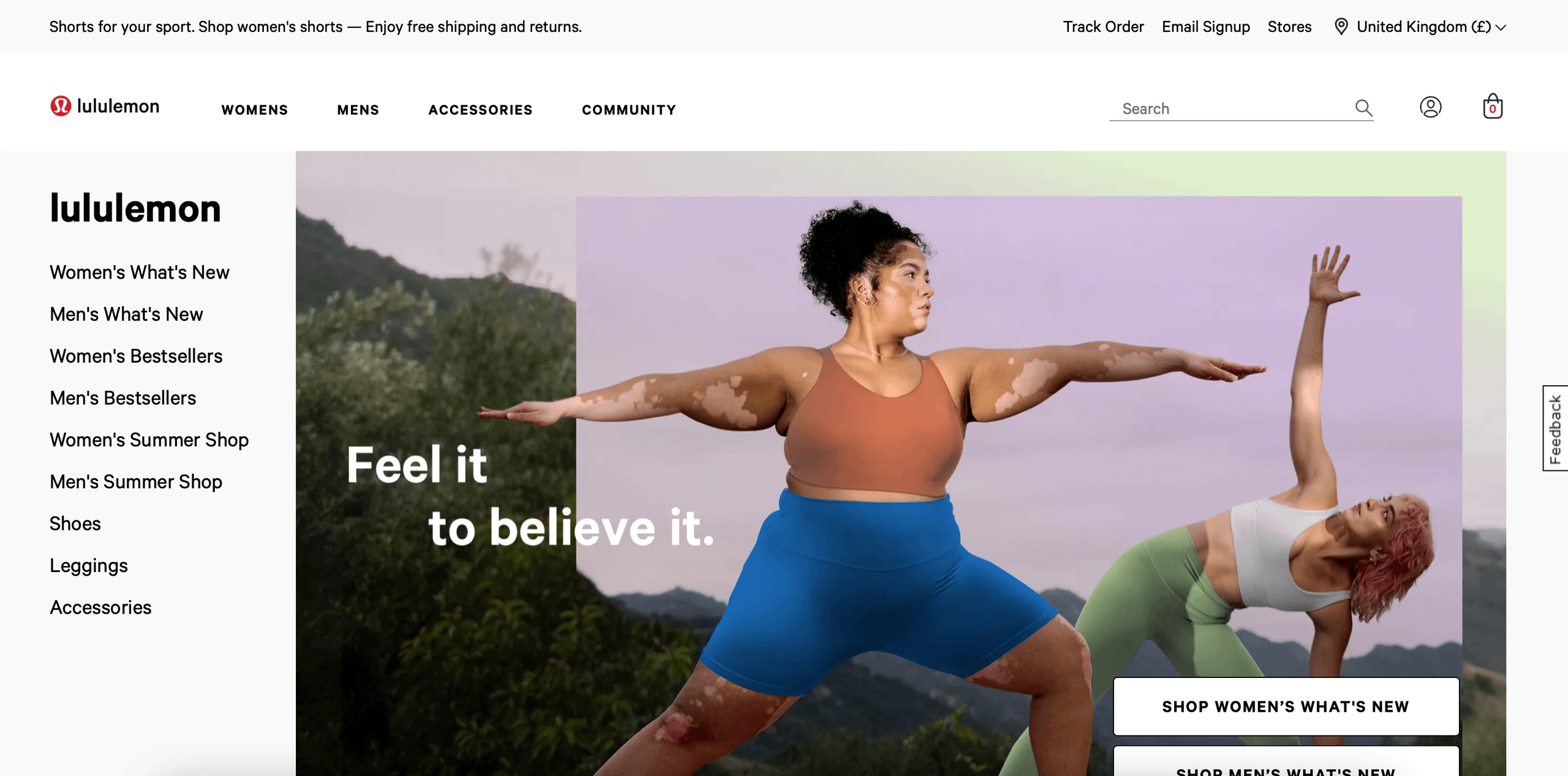 Lululemon Website Screenshot